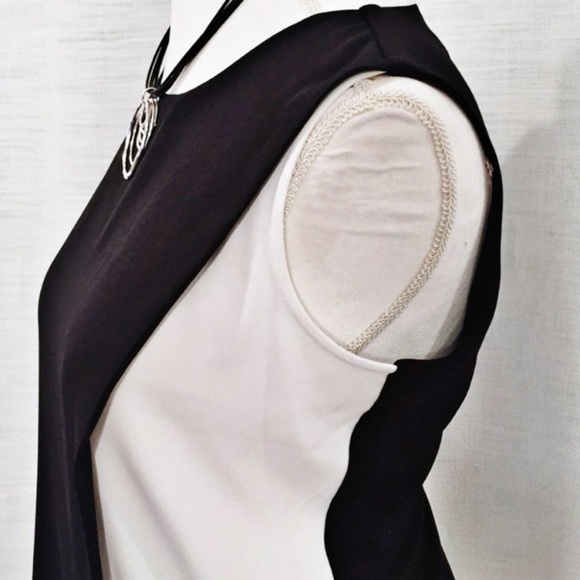CALVIN KLEIN Blouse black white layered sleeveless - Picture 4 of 5